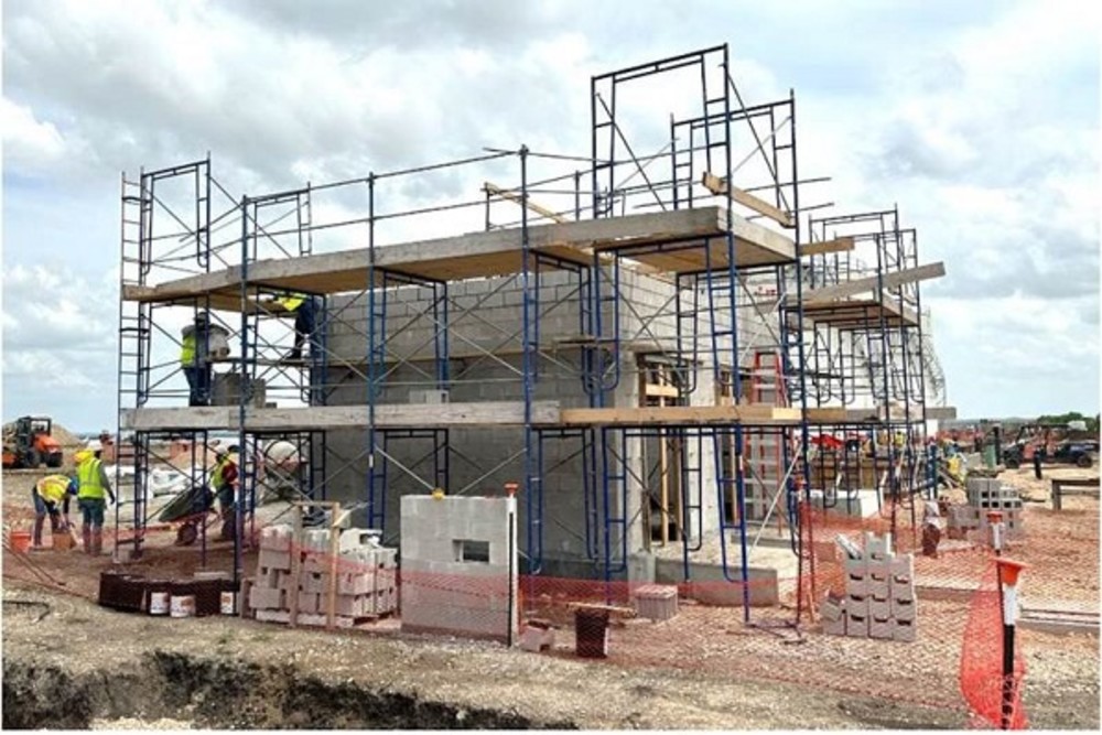 Foam pump house under construction  at the fuel facility