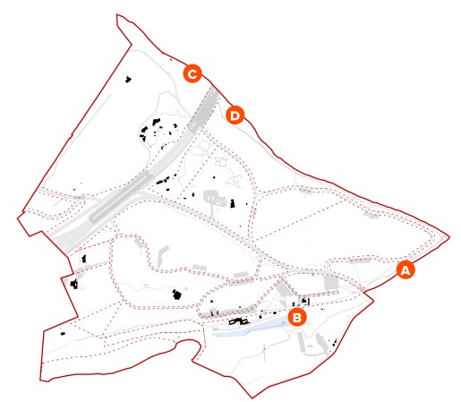 Map of Zilker Park showing locations of possible water access locations mentioned in response options